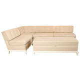 Sectional Sofa Upholstered in Boucle with White Lacquer Frame